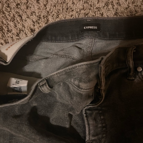 EXPRESS Destroyed Distressed Black Flare Jeans 12s - Picture 2 of 3